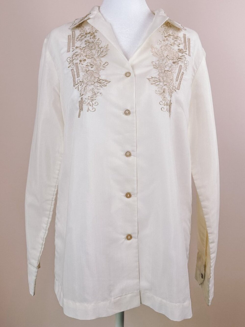 Vintage Hand Embroidered Button Down Blouse